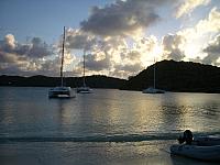 We moored in this harbor and had drinks on the beach.